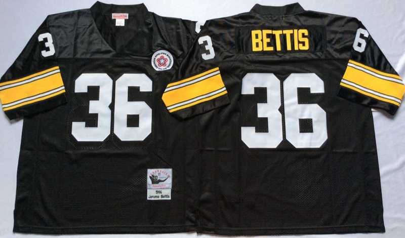 Steelers 36 Jerome Bettis Black M&N Throwback Jersey->nfl m&n throwback->NFL Jersey